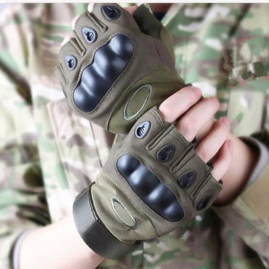 Half Finger Hard Knuckle Motorcycle Army Shooting Tactical Outdoor Breathable Gym & Fitness Riding Gloves (Army Green)